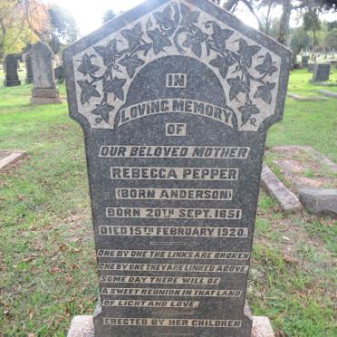 PEPPER Rebecca nee ANDERSON 1851-1920
