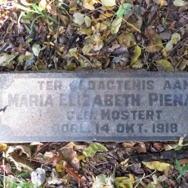 PIENAAR Maria Elizabeth nee MOSTERT -1918