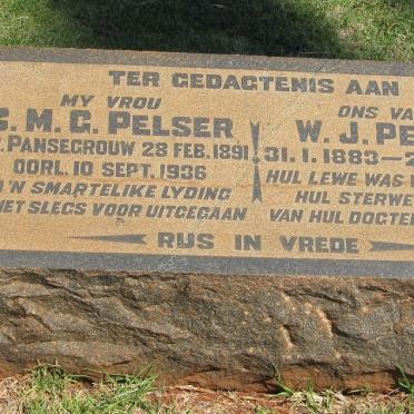 PELSER W.J. 1883-1938 &amp; C.M.G. PANSEGROUW 1891-1936