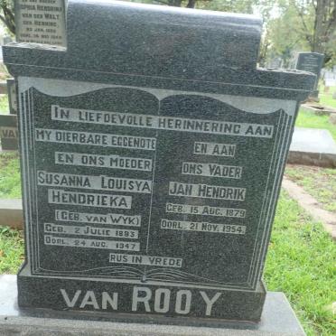 ROOY Jan Hendrik, van 1879-1954 &amp; Susanna Louisya Hendrieka VAN WYK 1883-1947