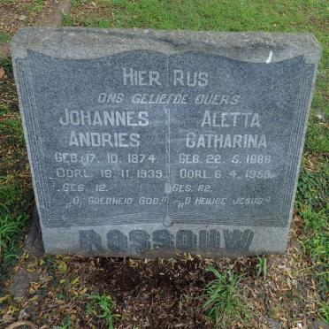 ROSSOUW Johannes Andries 1874-1939 &amp; Aletta Catharina 1888-1959