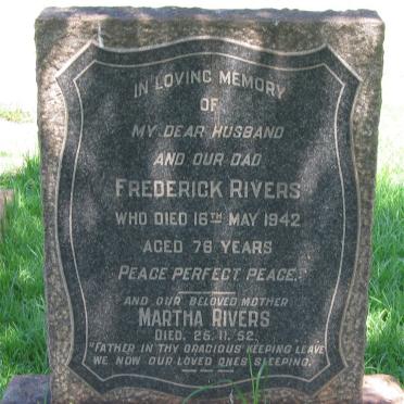 RIVERS Frederick -1942 &amp; Martha -1952