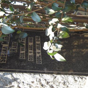 RABE Susana Maria nee VAN WYK 1880-1940