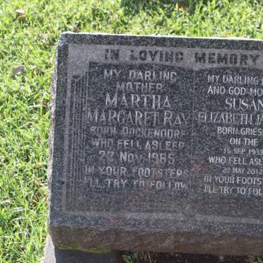 RAY Martha Margaret nee DOCKENDORF -1965 :: JANSEN Susan Elizabeth nee GRIESEL 1933-2012