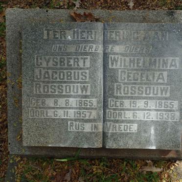 ROSSOUW Gysbert Jacobus 1865-1957 &amp; Wilhelmina Cecelia 1865-1938