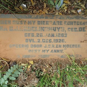 REDELINGHUYS Anna C.J. nee DE WIT 1863-1926