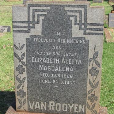 ROOYEN Elizabeth Aletta Magdalena, van 1926-1936