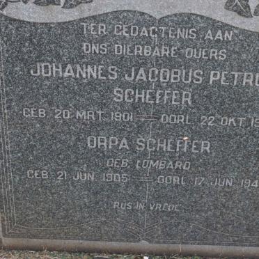 SCHEFFER Johannes Jacobus Petrus 1901-1945 &amp; Orpa LOMBARD 1905-1946