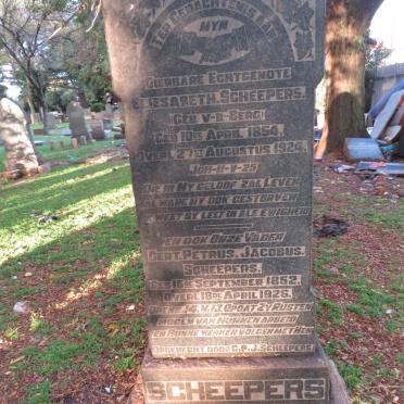 SCHEEPERS Gert Petrus Jacobus 1852-1926 &amp; Eliesabeth V.D. BERG 1854-1924