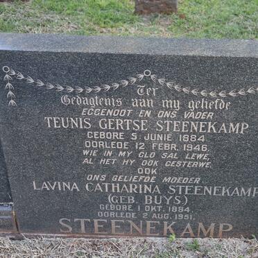 STEENEKAMP Teunis Gertse 1884-1946 &amp; Lavina Catharina BUYS 1884-1951