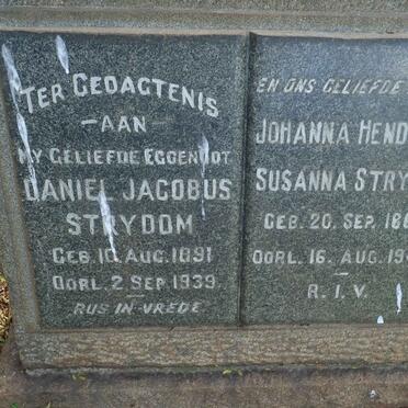 STRYDOM Daniel Jacobus 1891-1939 &amp; Johanna Hendrika Susanna 1869-1946