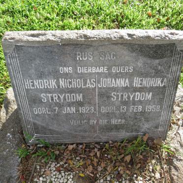STRYDOM  Hendrik Nicholas -1923 &amp; Johanna Hendrika -1958