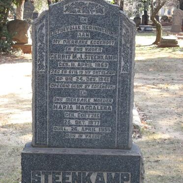 STEENKAMP Gerrit M.J. 1869-1941 &amp; Maria Magdalena COETZEE 1877-1958