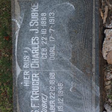 SUBKE Charles J. 1868-1913 :: KRUGER Anna S.F. voorheen SUBKE nee NIENABER 1868-1946
