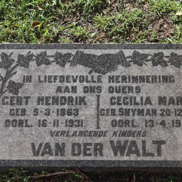 WALT Gert Hendrik, van der 1863-1931 &amp; Cecilia Maria SNYMAN 1868-1946