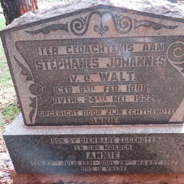 WALT Stephanus Johannes, v.d. 1888-1922 &amp; Annie 1891-1967