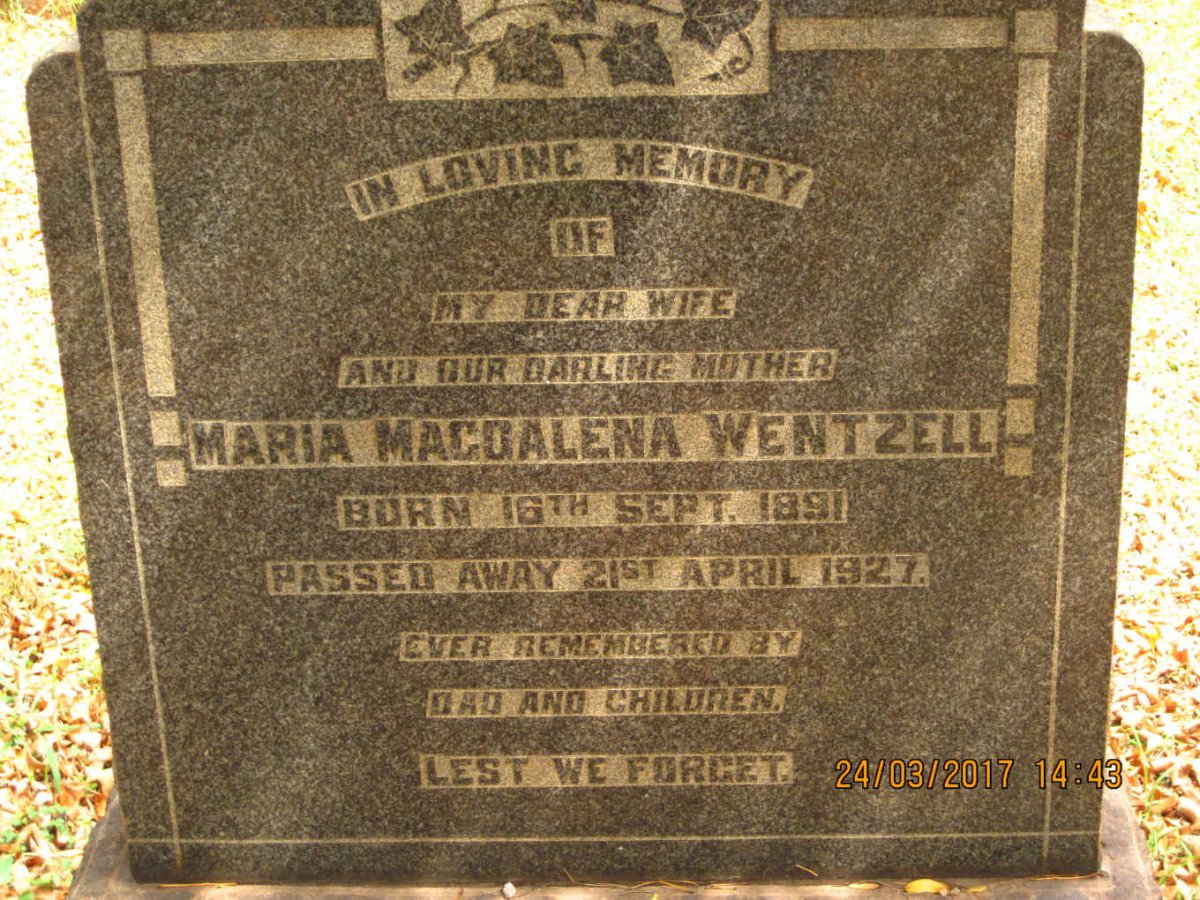 WENTZELL Maria Magdalena 1891-1927