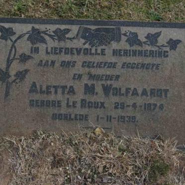 WOLVAARDT Aletta nee  LE ROUX 1874-1938