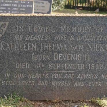 NIEKERK Kathleen Thelma, van nee DEVENISH -1953