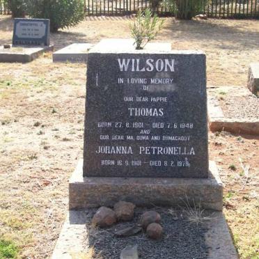 WILSON Thomas 1901-1948 &amp; Johanna Petronella 1901-1979