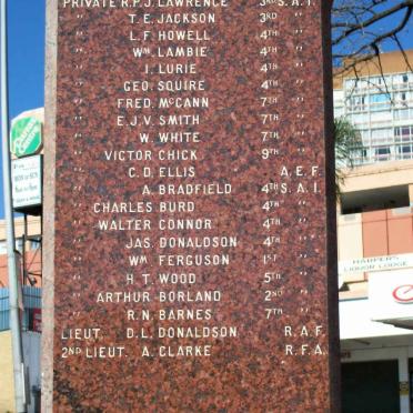 Gauteng, JOHANNESBURG, Bezuidenhout Park, WW1 Memorial