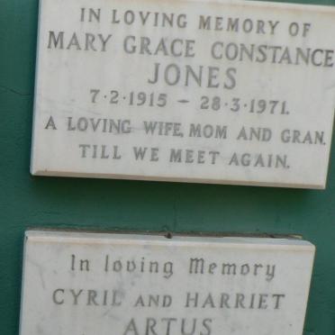 JONES Mary Grace Constance 1915-1971 :: ARTUS Cyril -1975 &amp; Harriet -1975