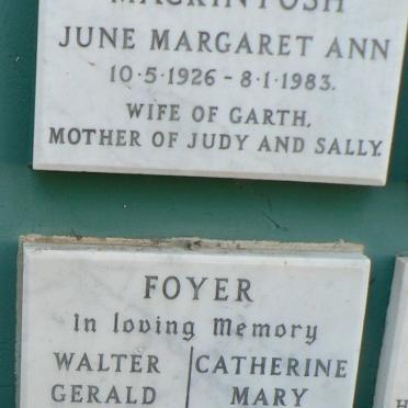 MACKINTOSH June Margaret ann 1926-1983 :: FOYER Walter Gerald 1908-1984 &amp; Catherine Mary 1911-2006