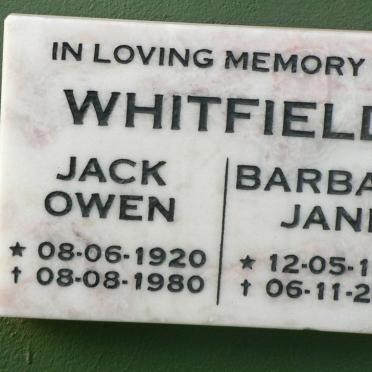 WHITFIELD Jack Owen 1920-1980 &amp; Barbara Jane 1924-2014