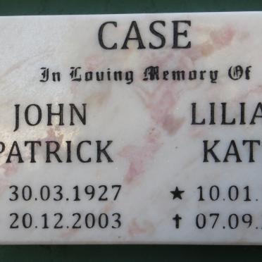 CASE John Patrick 1927-2003 &amp; Lilian Kate 1925-2014