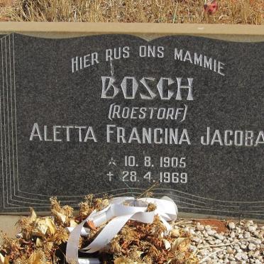 BOSCH Aletta Francina Jacoba nee ROESTORF 1905-1969