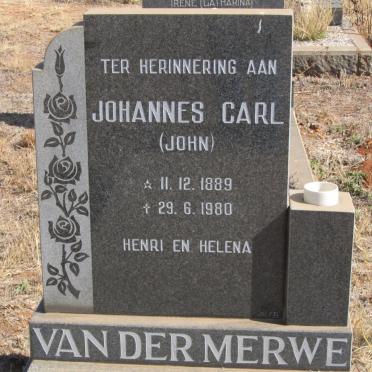 MERWE Johannes Carl, van der 1889-1980