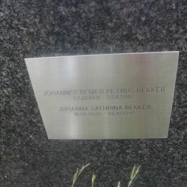 BEKKER Johannes Renier Petrus 1931-2016 &amp; Johanna Cathrina 1935-1995