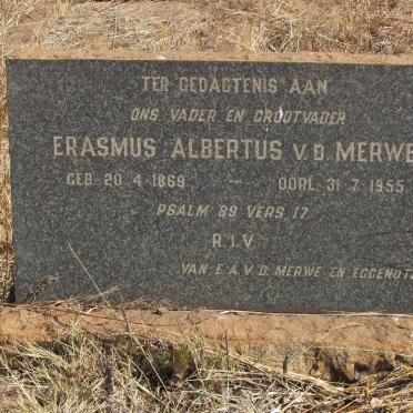 MERWE Erasmus Albertus, v.d. 1869-1955