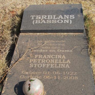 TERBLANS Francina Petronella Stoffelina nee BASSON 1922-2008