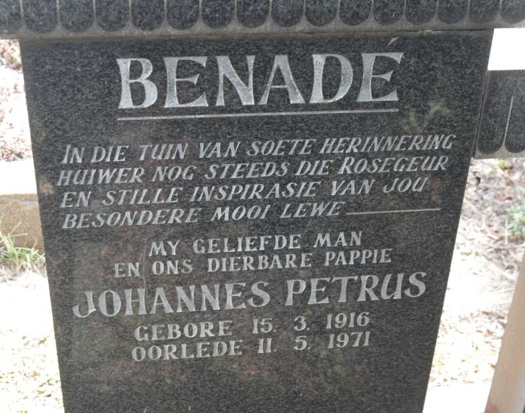 BENADE Johannes Petrus 1916-1971