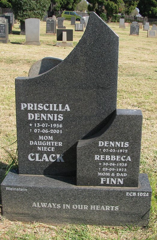 CLACK Priscilla Dennis 1956-2001 :: FINN Dennis -1972 &amp; Rebbeca 1938-1973