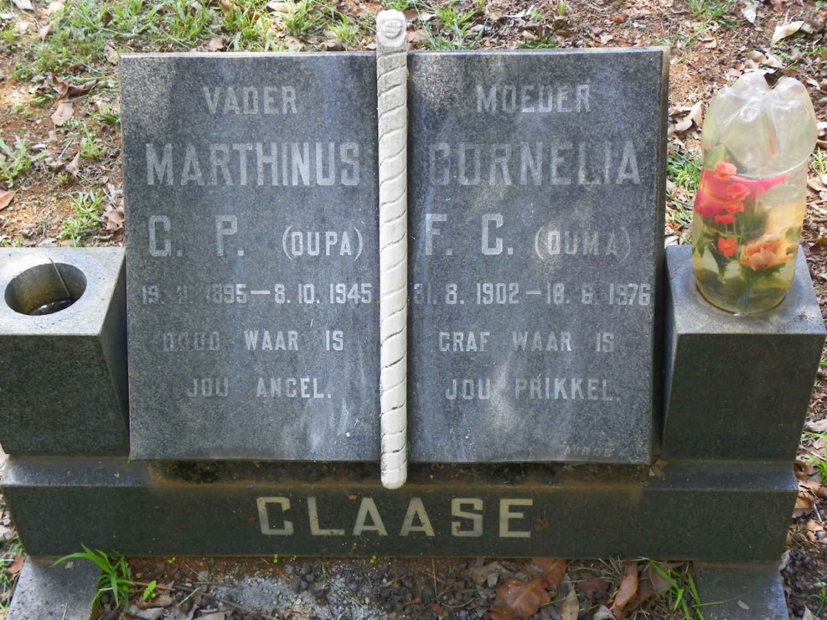 CLAASE Marthinus G.P. 1895-1945 &amp; Cornelia F.C. 1902-1976