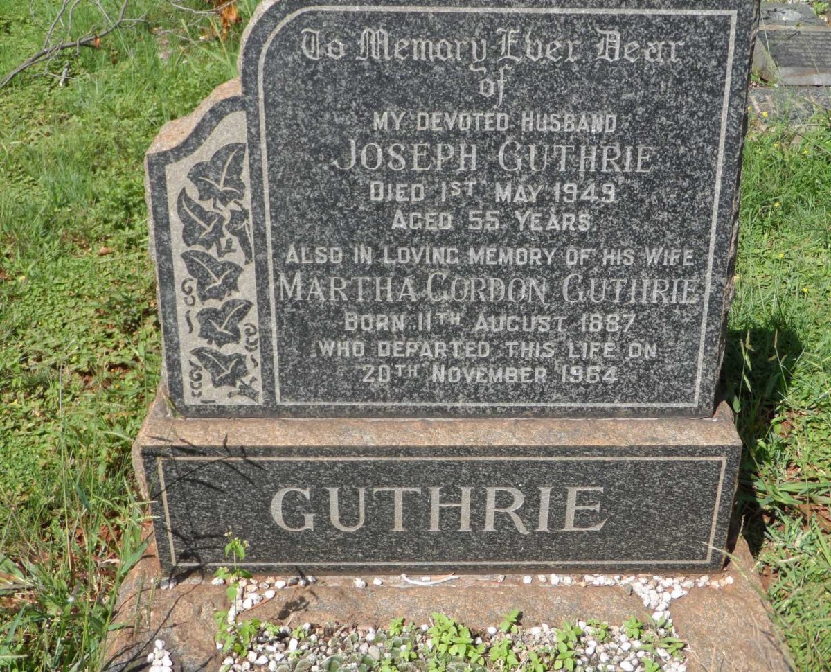 GUTHRIE Joseph -1949 &amp; Martha Gordon 1887-1964