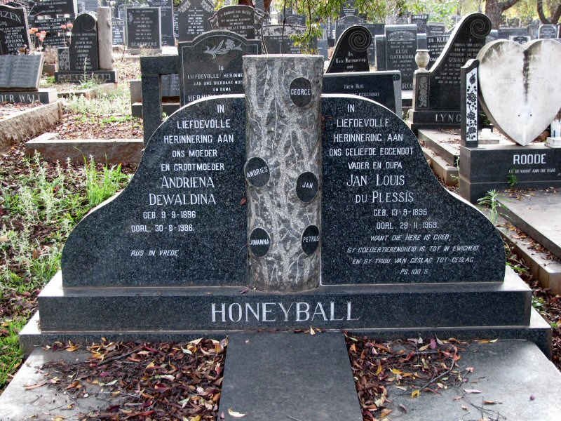 HONEYBALL Jan Louis du Plessis 1895-1969 &amp; Andriena Dewaldina 1896-1986