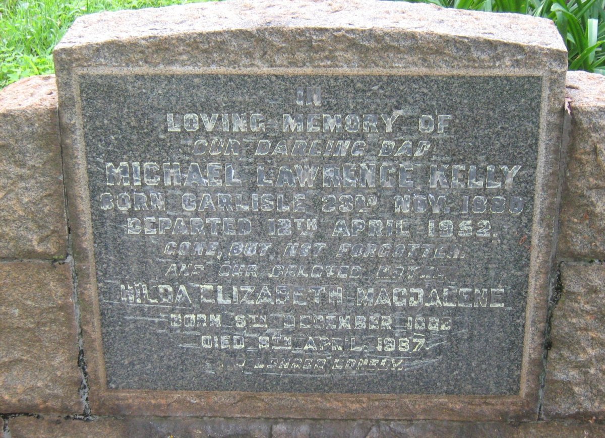 KELLY Michael Lawrence 1880-1952 &amp; Hilda Elizabeth Magdalene 1882-1967