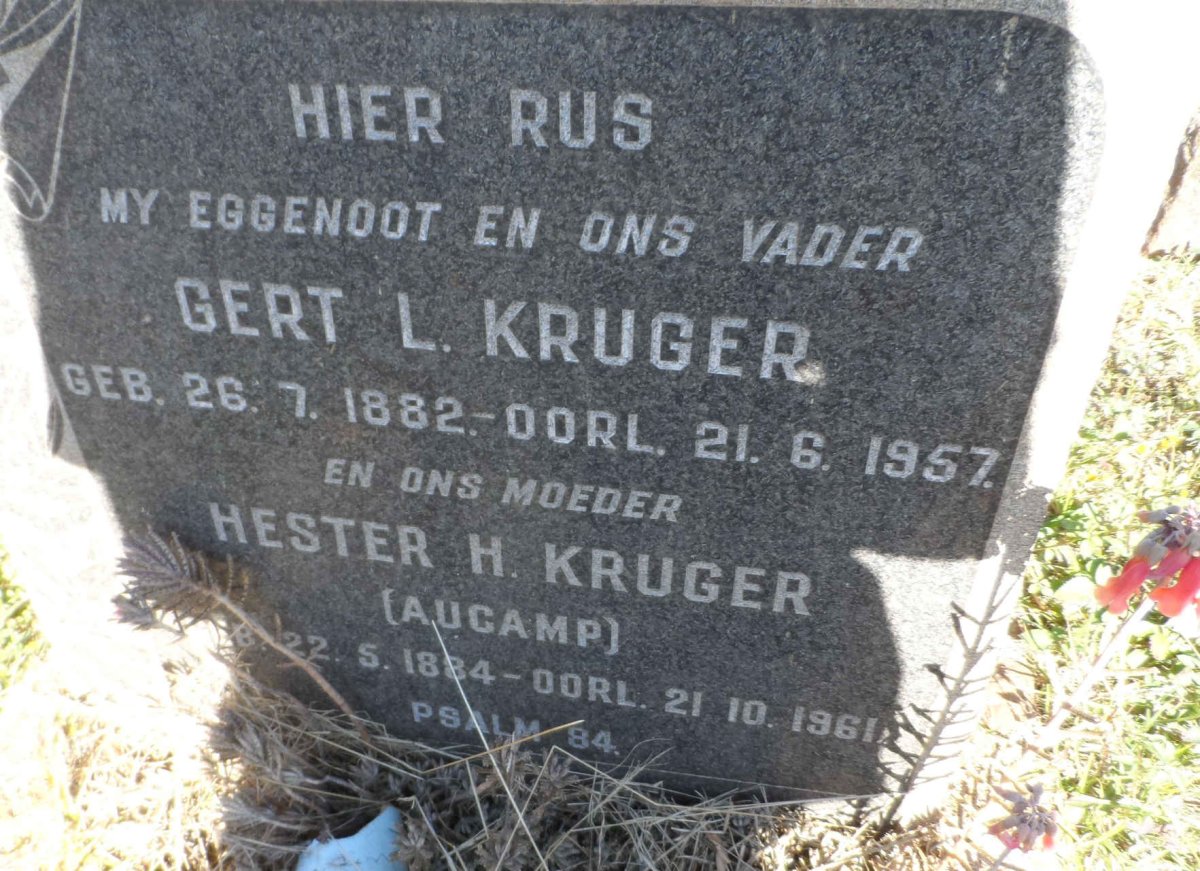 KRUGER Gert L. 1882-1957 &amp; Hester H. AUCAMP 1884-1961