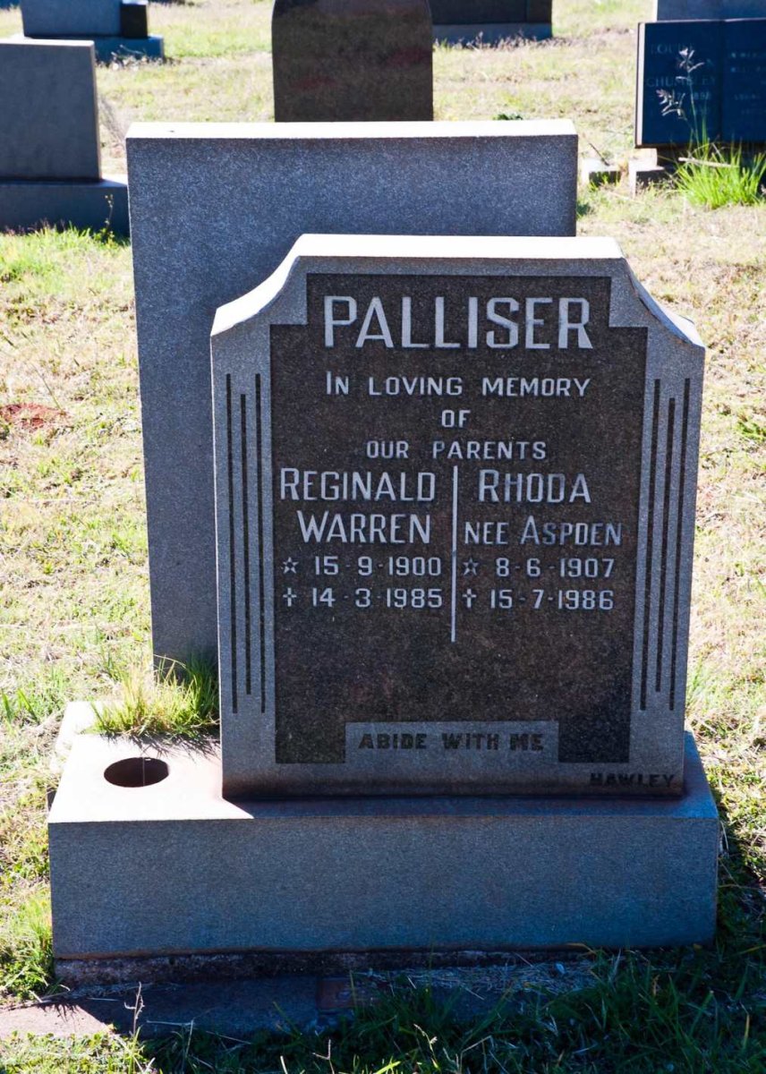 PALLISER Reginald Warren 1900-1985 &amp; Rhoda ASPDEN 1907-1986