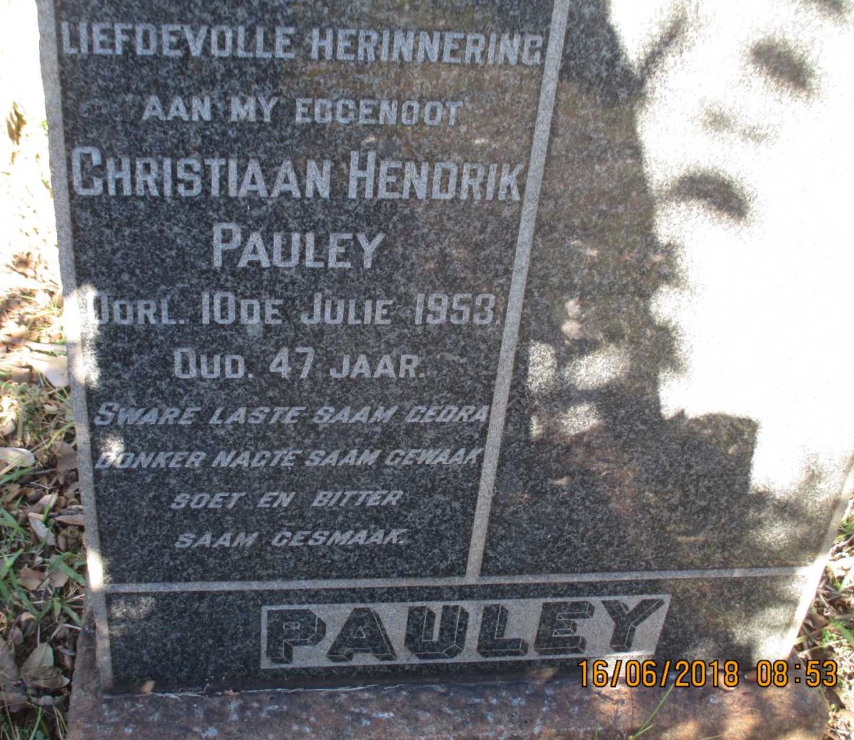 PAULEY Christiaan Hendrik -1953