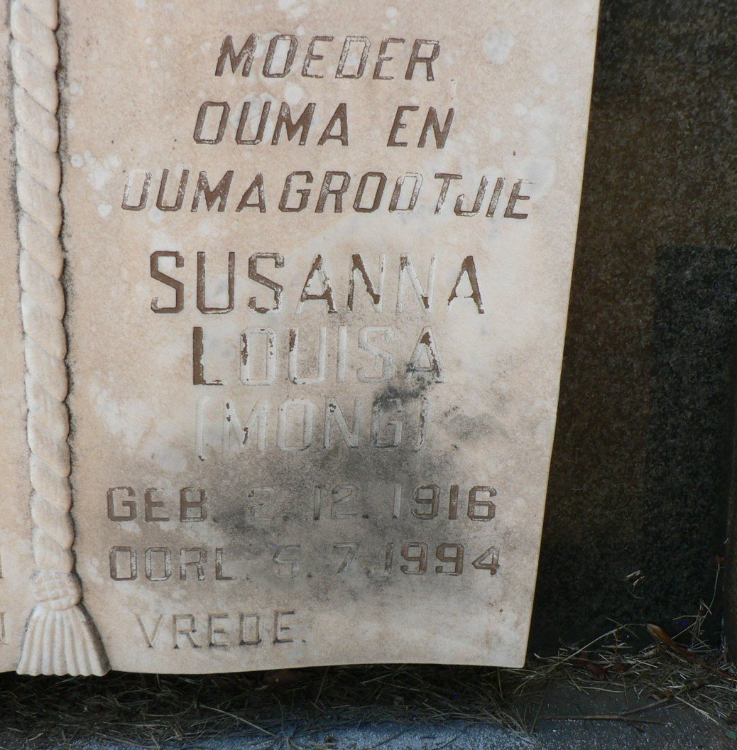 ROOS Johannes Christiaan 1916-1971 &amp; Susanna Louisa MONG 1916-1994