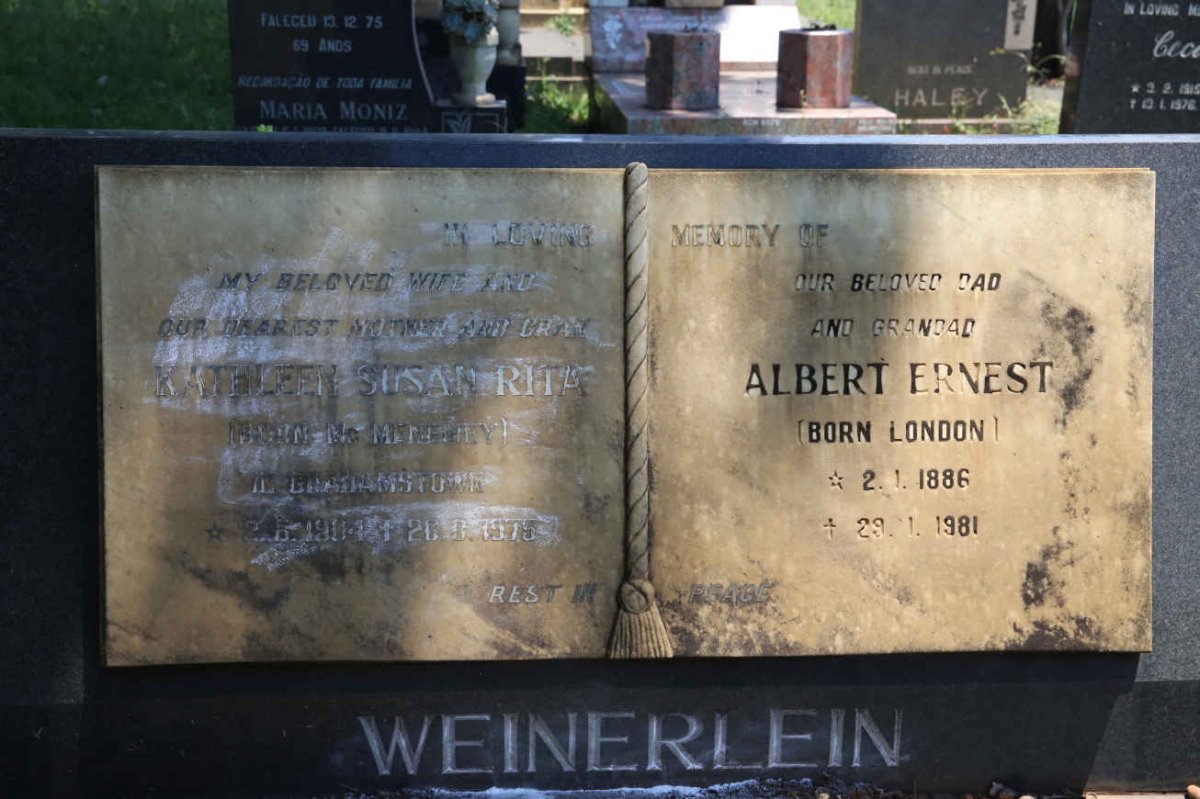 WEINERLEIN Albert Ernest 1886-1981 &amp; Kathleen Susan Rita McMENEMEY 1904-1975