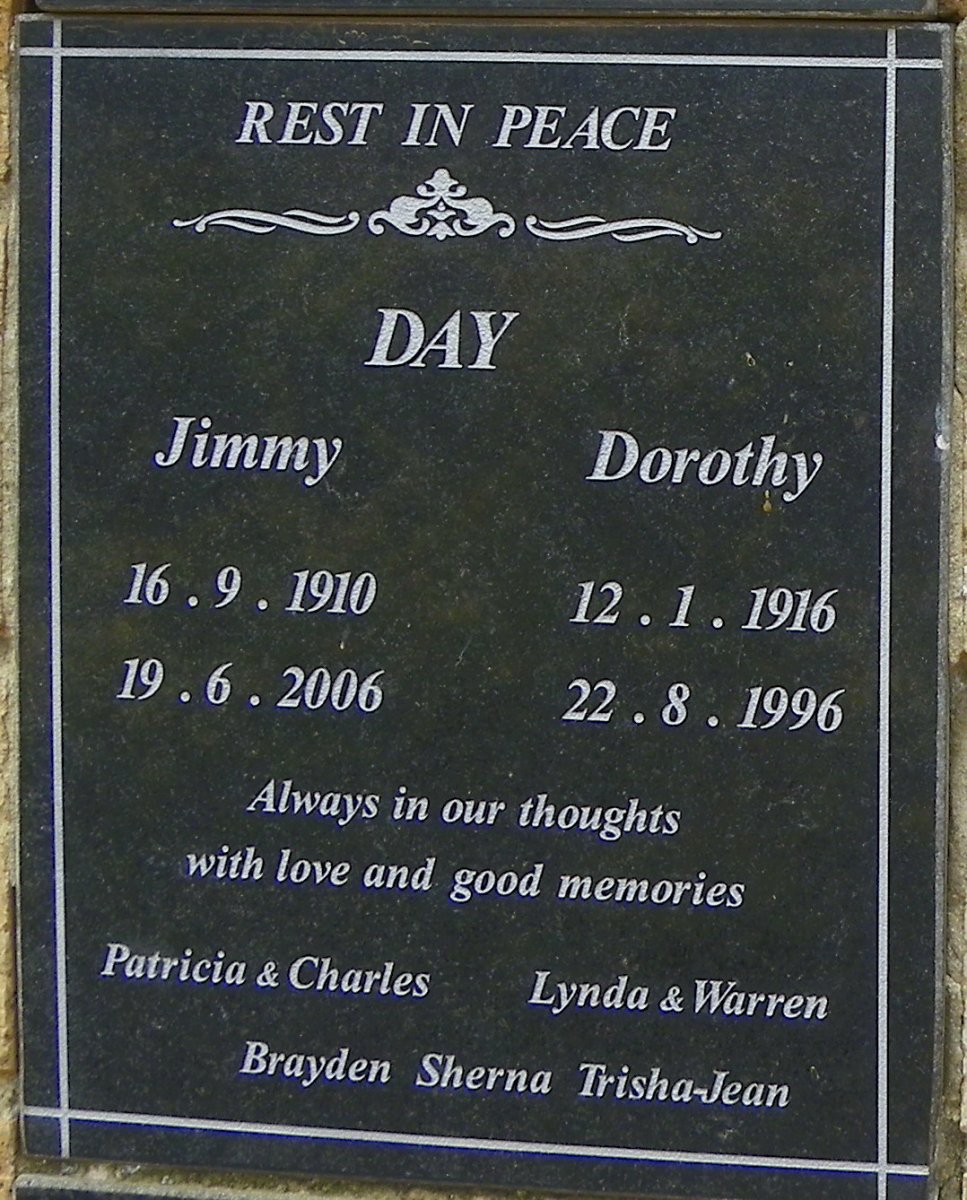 DAY Jimmy 1910-2006 &amp; Dorothy 1916-1996