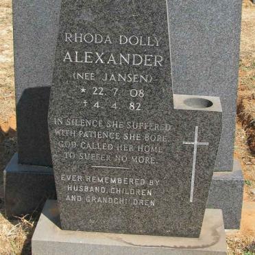 ALEXANDER Rhoda Dolly nee JANSEN 1908-1982