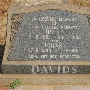 DAVIDS Johnny  1900-1961 &amp; Irene 1901-1960