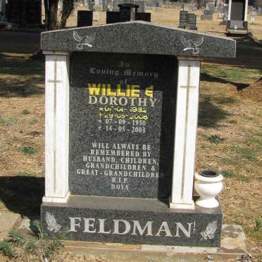 FELDMAN Willie 1932-2008 &amp; Dorothy 1930-2003