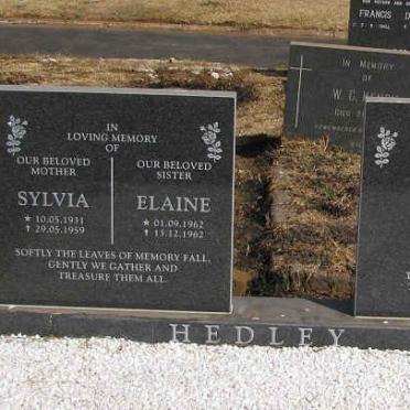 HEDLEY Norman William 1928-2003 &amp; Sylvia 1931-1959 :: HEDLEY Elaine 1962-1962